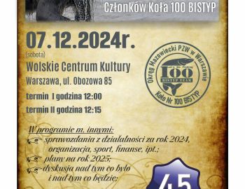 Walne Zgromadzenie Sprawozdawcze Koła 100 BISTYP- 07.12.2024